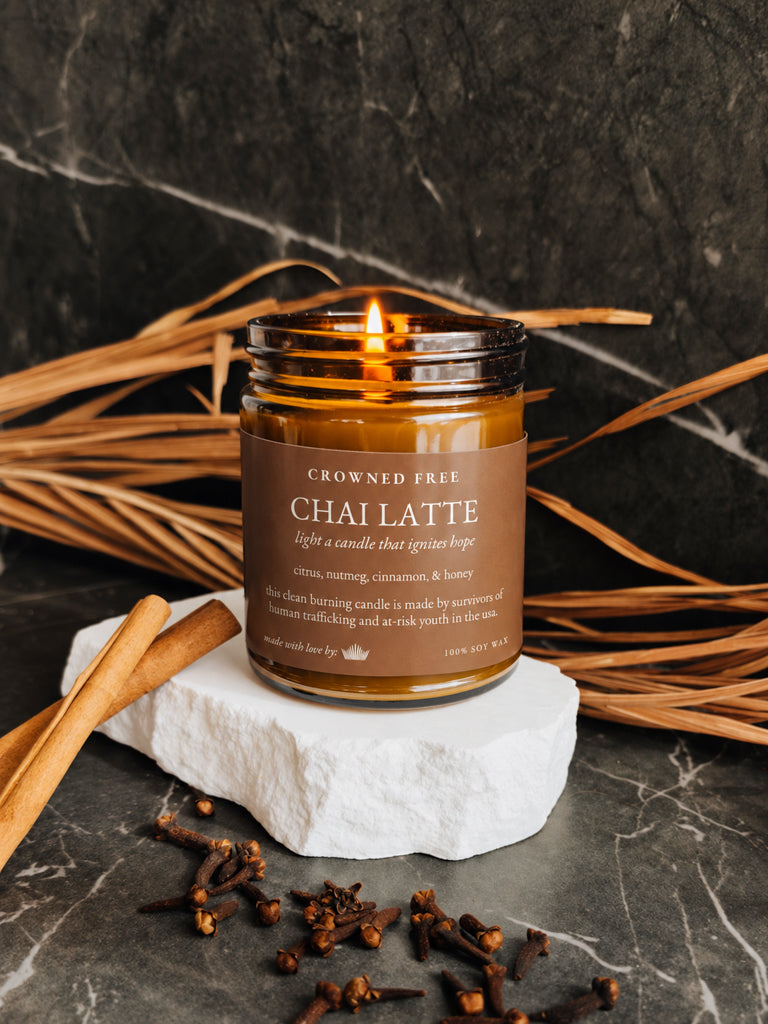 Chai Latte Candle - Amber Glass