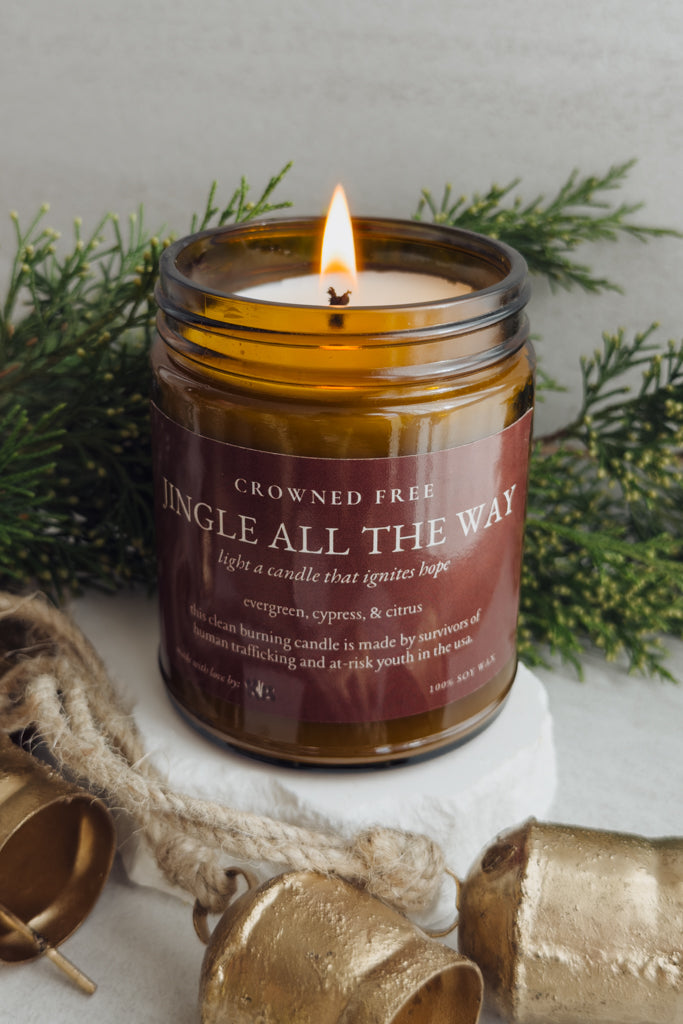 Jingle All the Way Candle - Amber Glass