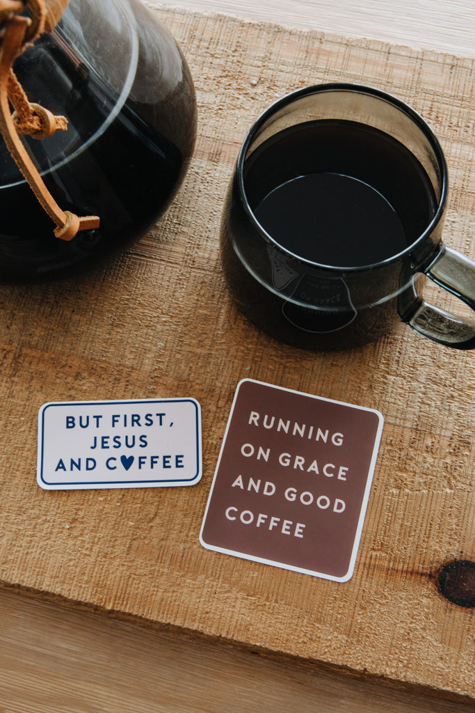 Running on Grace and Good Coffee Decal
