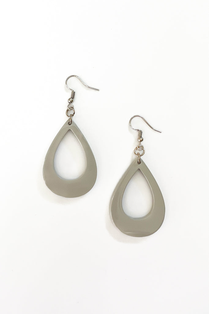 Teardrop Horn Earrings - Gray