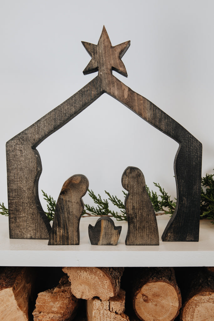 Star of Bethlehem Manger Scene - Black
