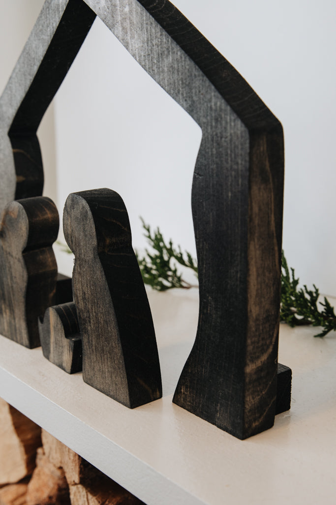 Star of Bethlehem Manger Scene - Black
