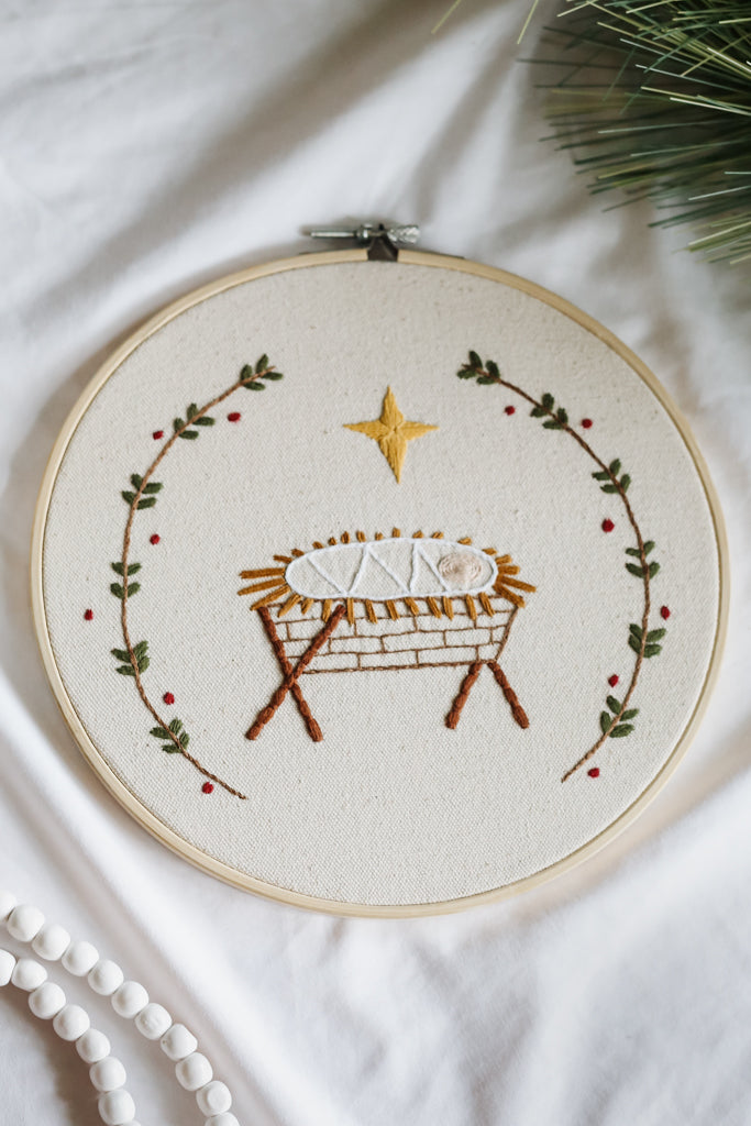 Unto Us a Child is Born Hoop Wall Decor