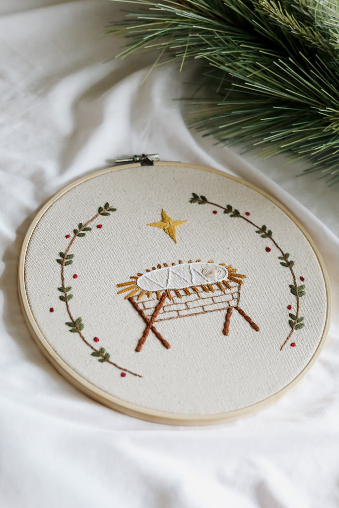 Unto Us a Child is Born Hoop Wall Decor