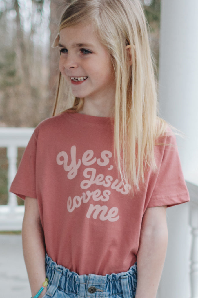 Kids Jesus Loves Me Tee - Pink