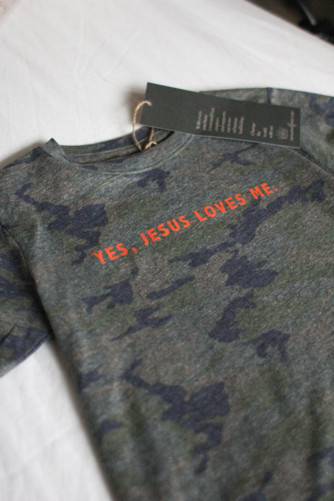 Kids Jesus Loves Me Tee - Camo