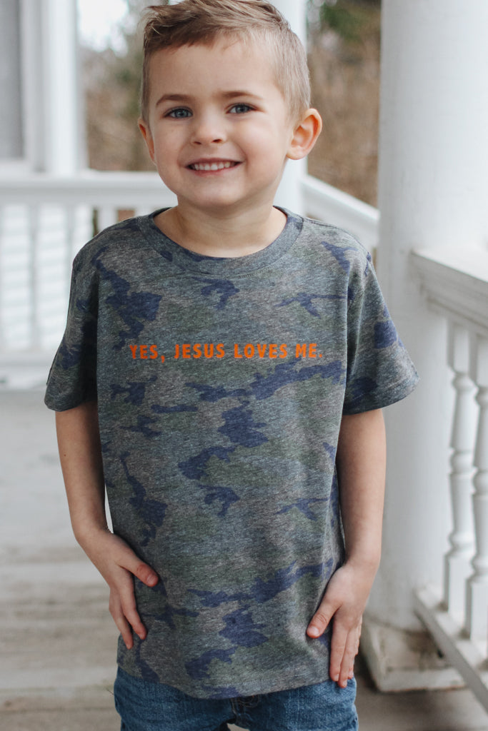 Kids Jesus Loves Me Tee - Camo