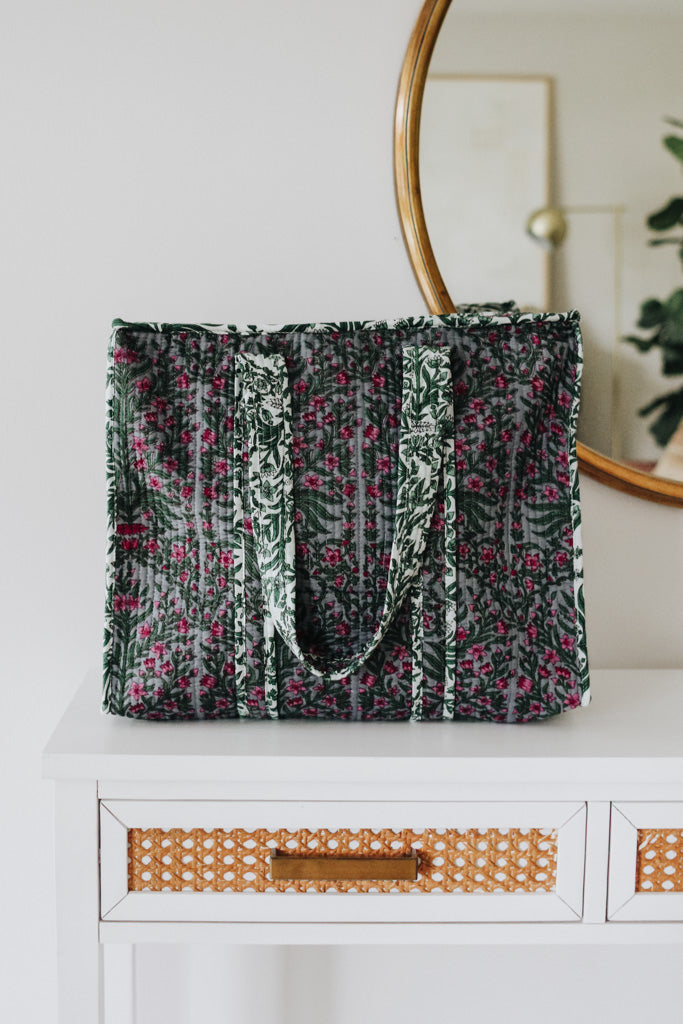 Moss and Petal Quilted Market Bag