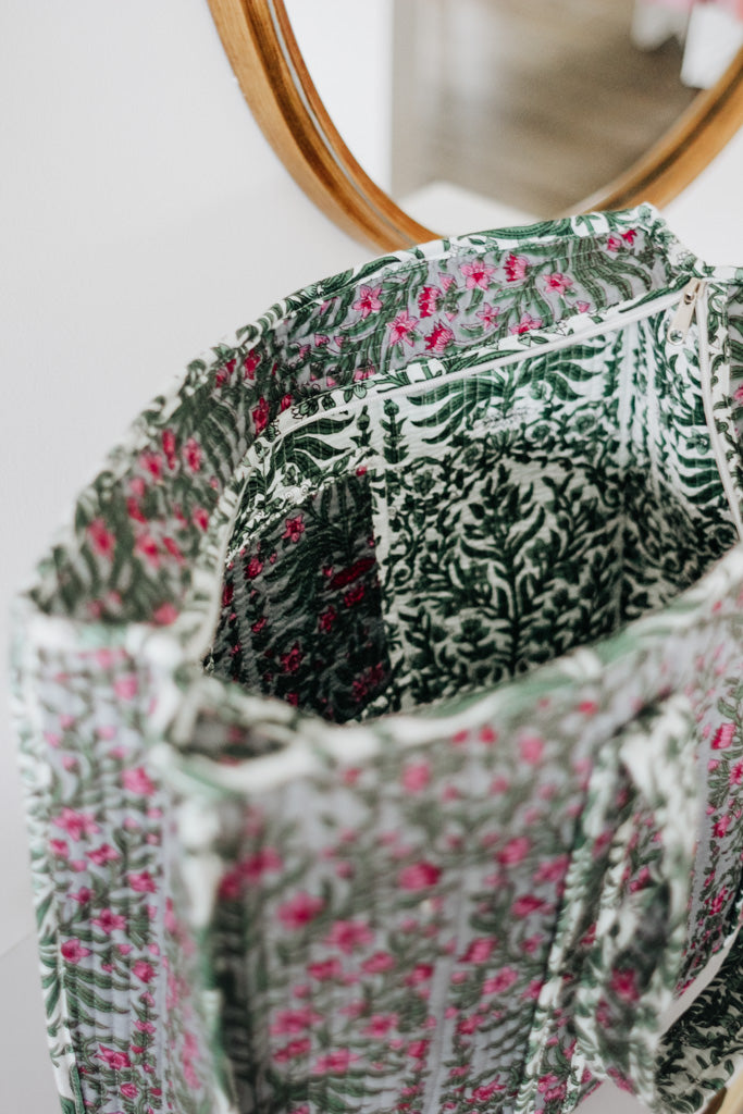 Moss and Petal Quilted Market Bag