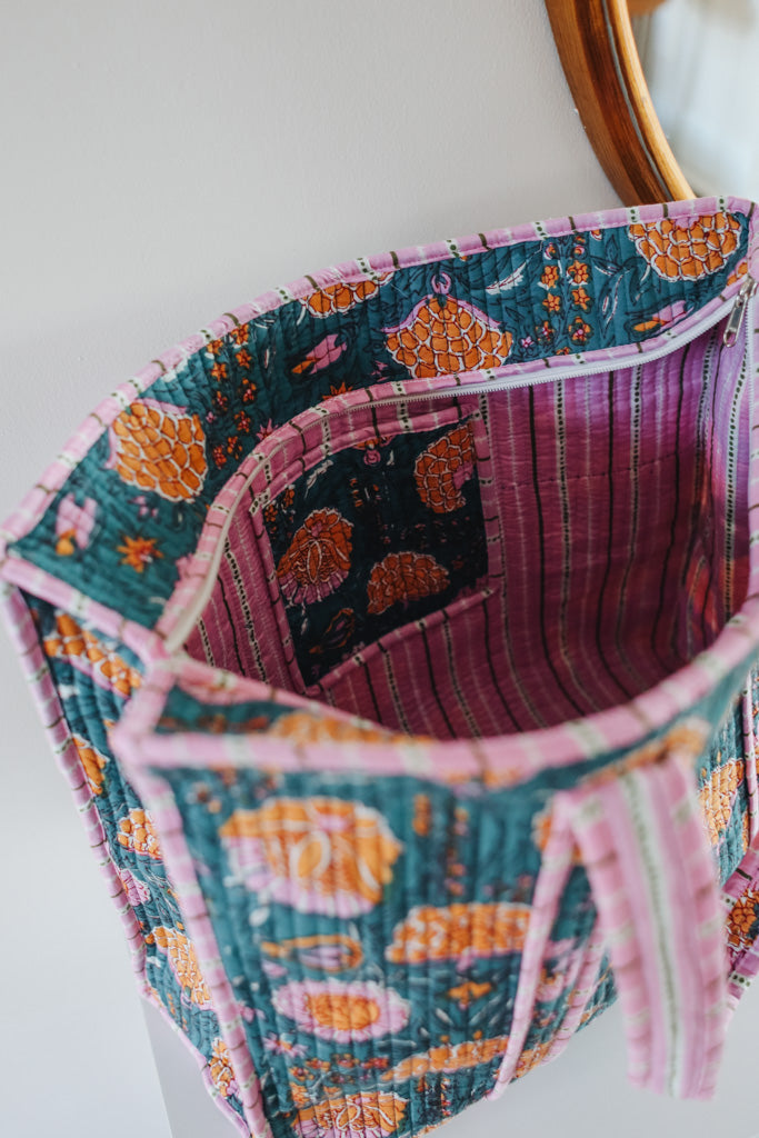 Flower Garden Quilted Market Bag