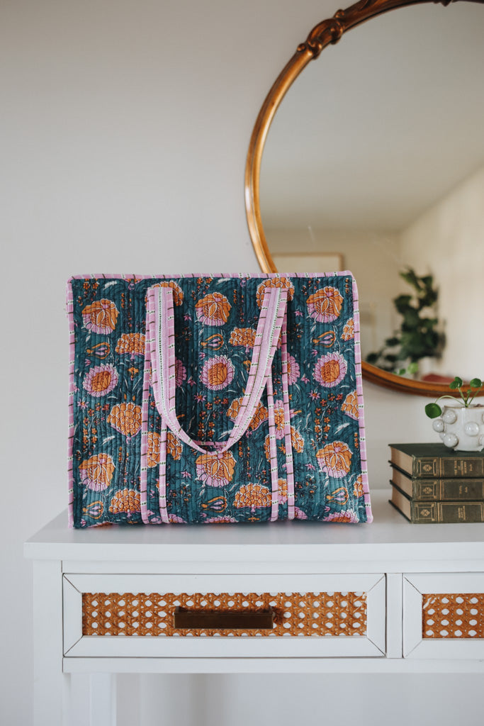 Flower Garden Quilted Market Bag
