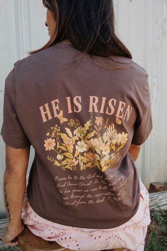 He Is Risen Tee - Brown