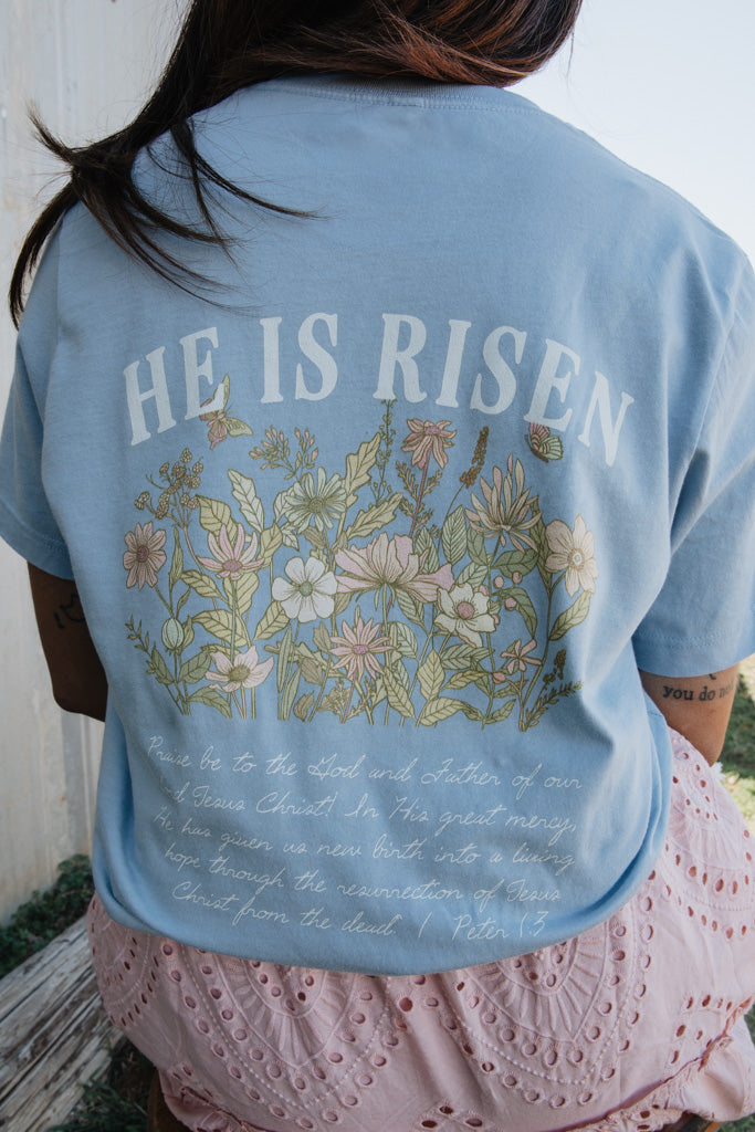He Is Risen Tee - Blue