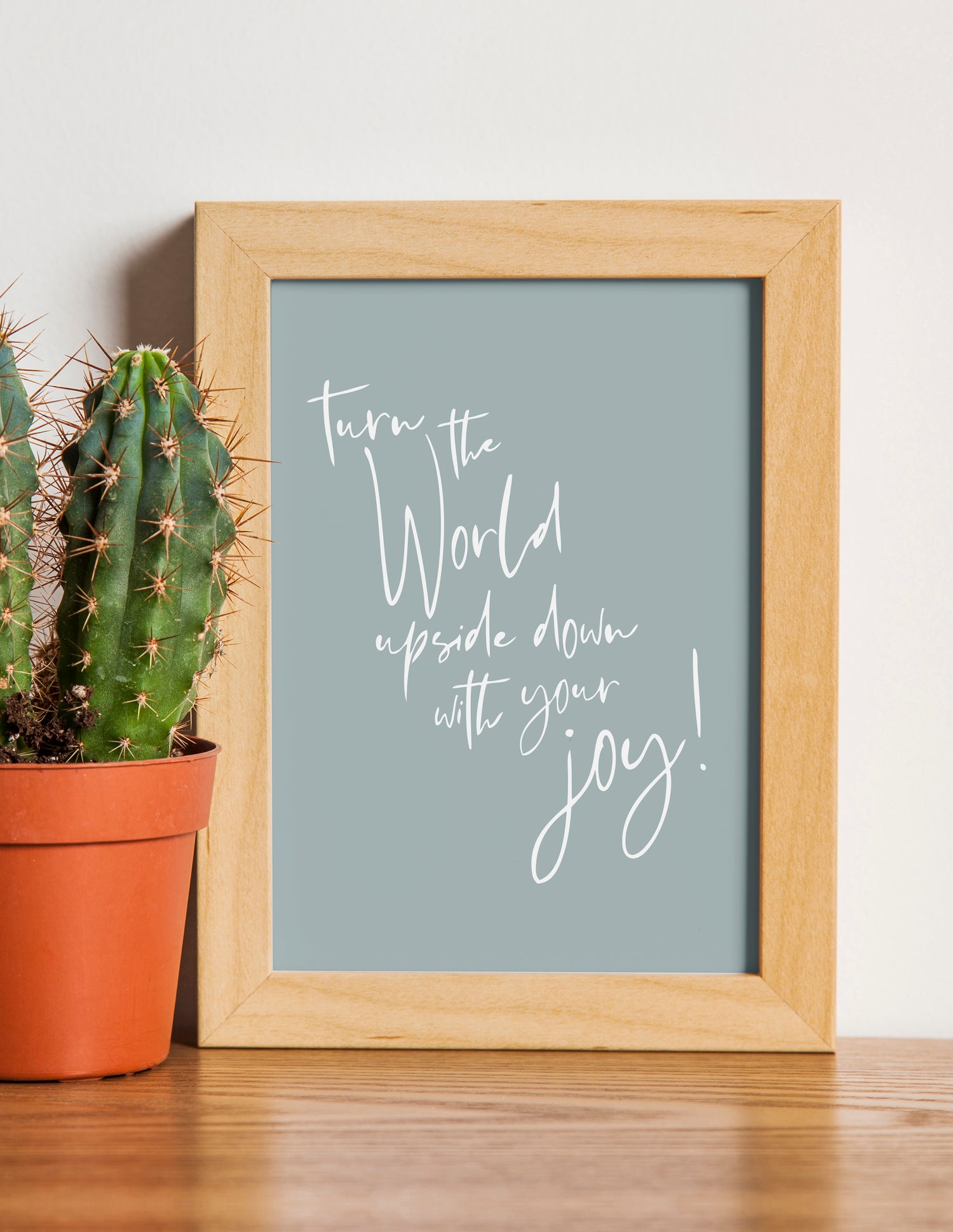 Turn The World Upside Down Print in Blue